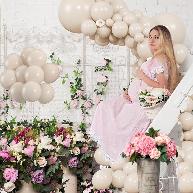 104pcs Sand White Balloon Garland Arch Kit Different Sizes 18/12/10/5 Inch | - Image 5