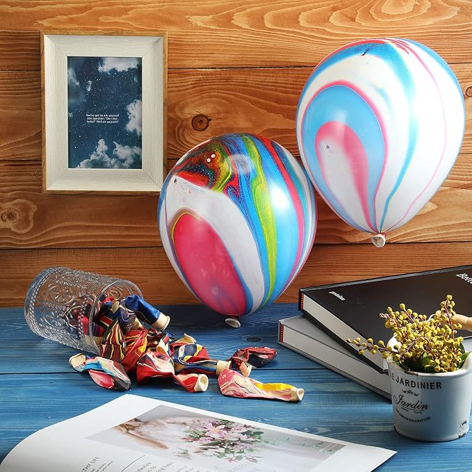 24 Pieces Tie Dye Agate Marble Balloons 12 Inches Tie Dye Swirl Latex Balloons - Image 4