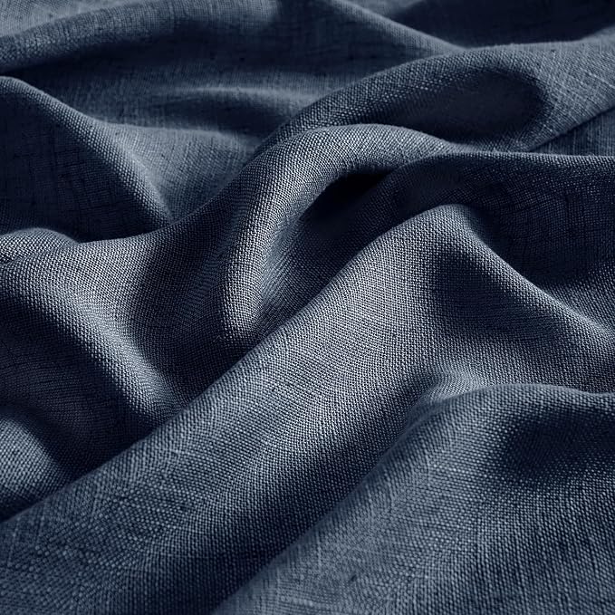 MIULEE Navy Blue Linen Curtains 52x108 Inch Length 2 Panels - Image 4