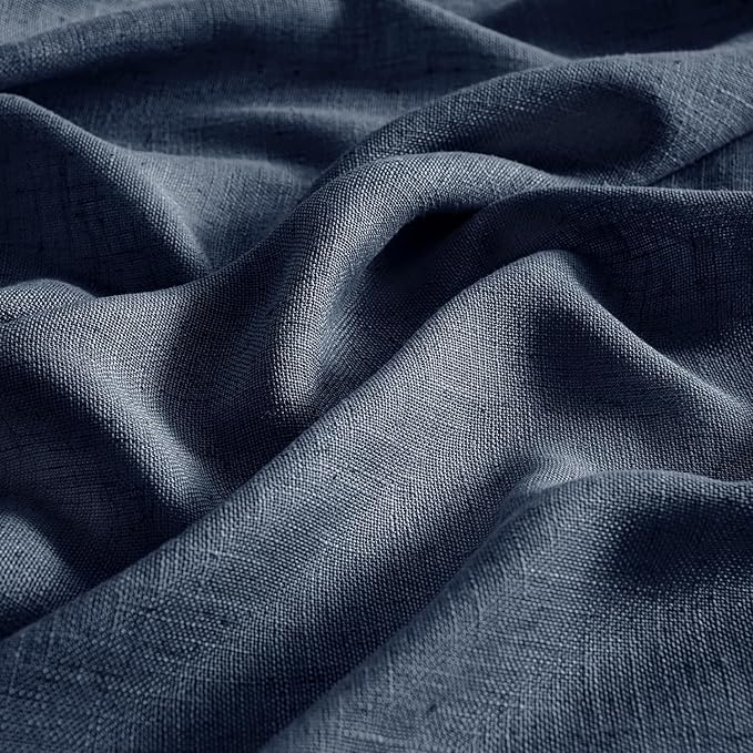 MIULEE Navy Blue Linen Curtains 52x96 Inch Length 2 Panels - Image 4