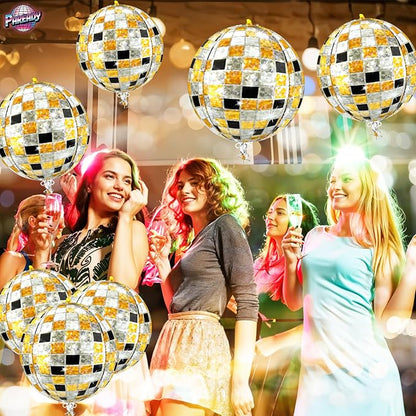 6pcs 22 Inch Multicolor Disco Ball Balloons, 4d Large Foil Aluminum Balloon - Image 8
