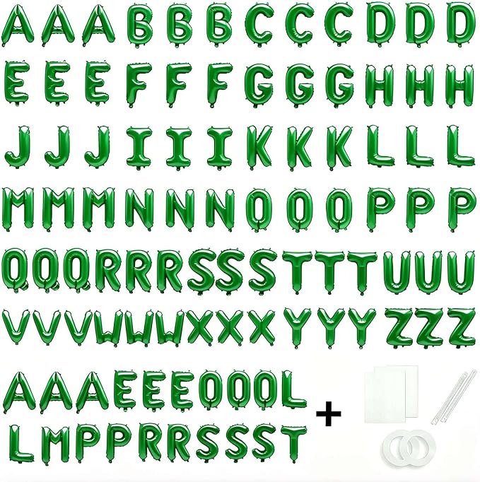 98 Pcs Green Letter Balloons, Custom 3 Set A-Z Set - Image 2