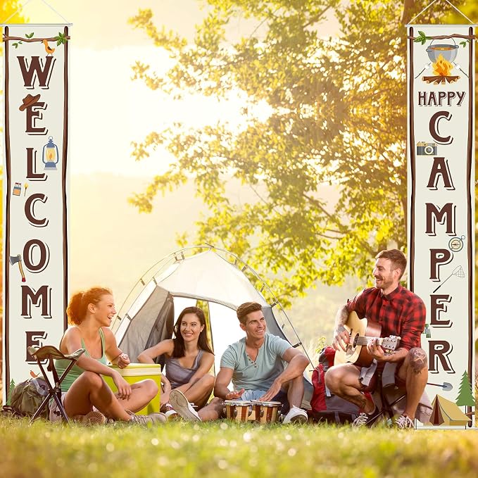 Blulu Camping Themed Party Decorations, Camping Party Banner Welcome Porch Sign - Image 5