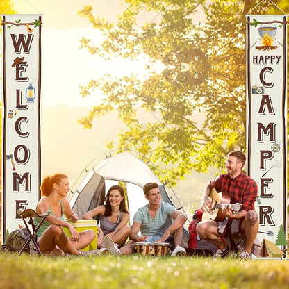 Blulu Camping Themed Party Decorations, Camping Party Banner Welcome Porch Sign - Image 5