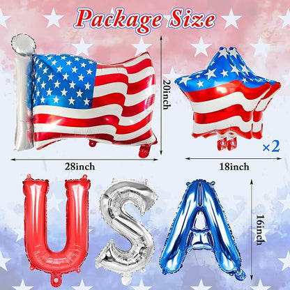 4th of July Decorations USA Letter Balloons Red Silver Blue - Image 5