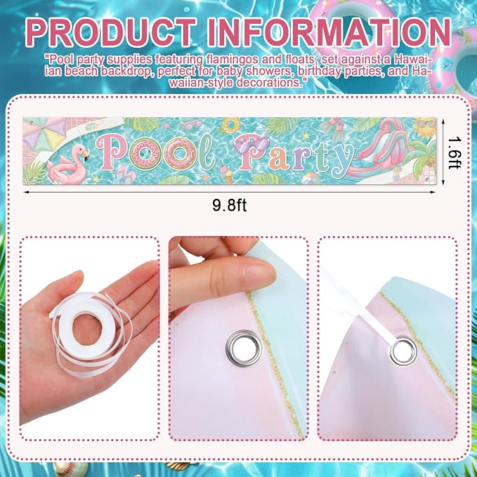 Lounsweer Pastel Pool Party Decoration Swimming Pool Party Banner Pastel Themed - Image 2