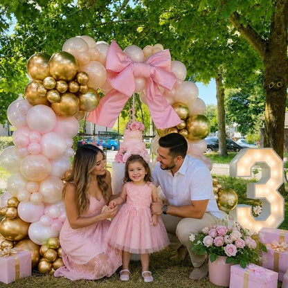 Pink and Gold Balloons, 12 Inch Double Stuffed Pearl Light Baby Pink and - Image 3