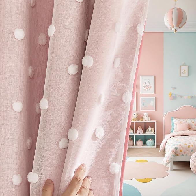 PONY DANCE Pink Curtains for Living Room 84 Inches Long, 52W x 84L, Double - Image 2