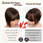 Hair Toppers for Women Clip in Bangs Real Human Hair,30g Dark Brown Topper for Women 150% Density Silk Base Clip in Pieces Straight Hair