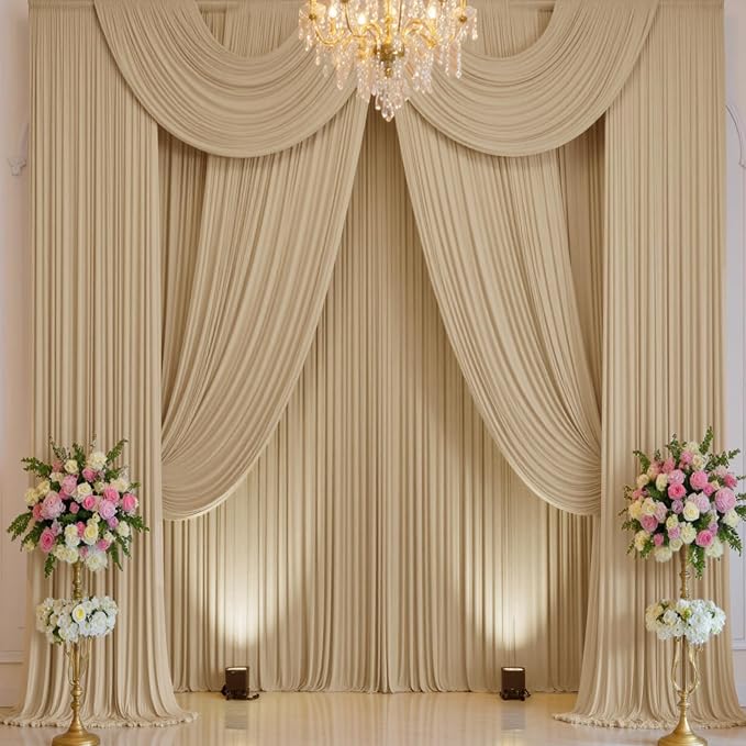 20ft×14ft Long Champagne Backdrop Curtain - Image 8