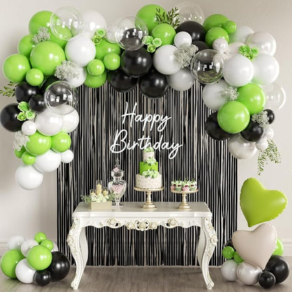 157Pcs Black White and Lime Green Balloons Garland Arch Kit by MEBAY