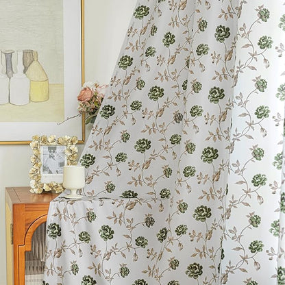Beauoop Floral Sheer Curtains 72 Inches Long 2 Panels - Image 6