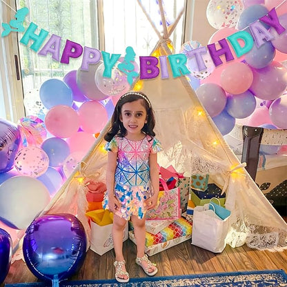 Pre-Strung 3D Felt Mermaid Happy Birthday Banner, Birthday Party Decorations | - Image 6