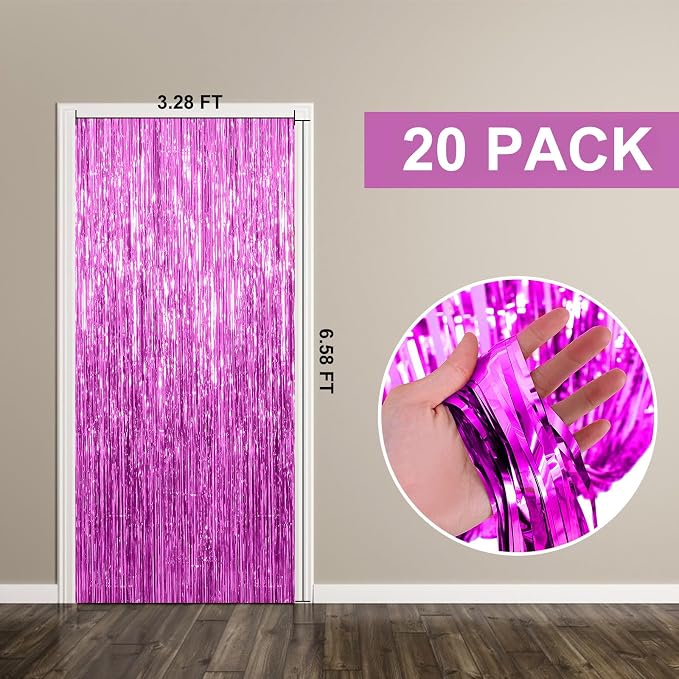 20 Pack Foil Curtain Backdrop Metallic Tinsel Foil Fringe Curtains Photo Booth - Image 7