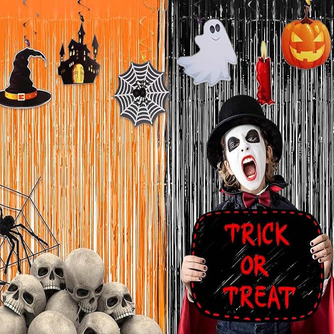 BRAVESHINE 1 Black 1 Orange Streamers Party Backdrop Halloween Decorations | - Image 7