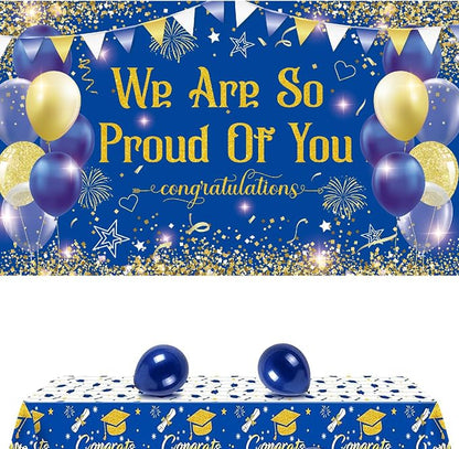 Blue Gold Congratulations We are So Proud of You Backdrop Banner Photography - Image 6