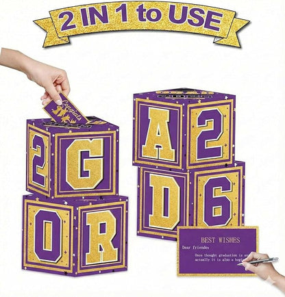 Graduation Decorations 2026 Purple and Gold Balloon Boxes, Class of 2026 GRAD - Image 4