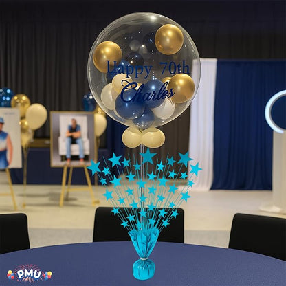 PMU Bursting Star Metallic Foil Spray Centerpiece- Turquoise Balloon Weights - Image 5