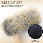 Faux Fur Headband for Women Elastic Fuzzy Thick Earmuffs Winter Headwrap Ear Muffs Furry Ear Warmers Cold Weather (Silver)