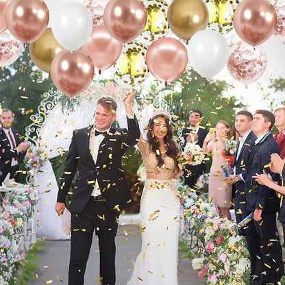 Rose Gold Confetti Balloons, 60 Packs 12 inch Metallic Rose Gold and Chrome - Image 5