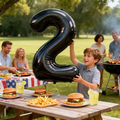 Jonhamwelbor 40 Inch Laser Black Number 2 Balloon Foil Mylar Giant Balloon - Image 5