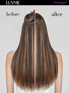 LUVME Straight Seamless 110g 7Pcs Clip in Hair Extensions Full Max with 16inch Remy Human Hair Extensions, Highlight Color 100% Real Soft