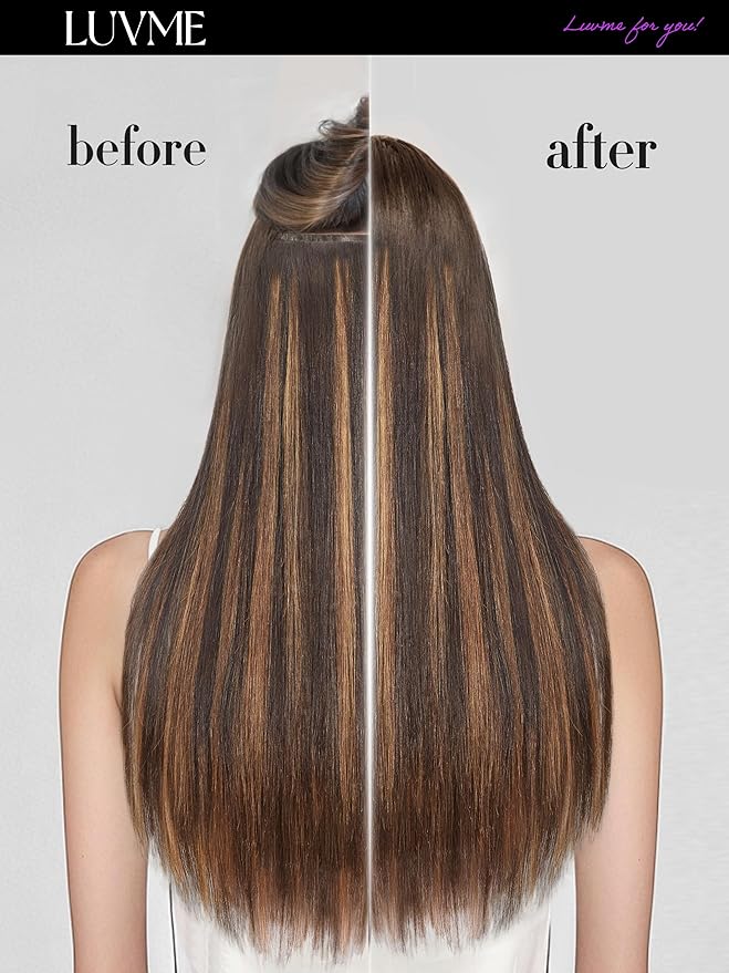 LUVME Straight Seamless 110g 7Pcs Clip in Hair Extensions Full Max with 16inch Remy Human Hair Extensions, Highlight Color 100% Real Soft