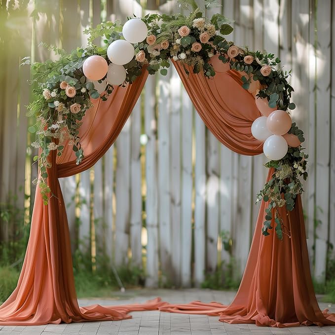 Wedding Arch Draping Fabric Backdrop Drapes 6 Panels, Terracotta | 28.7"x20FT - Image 3