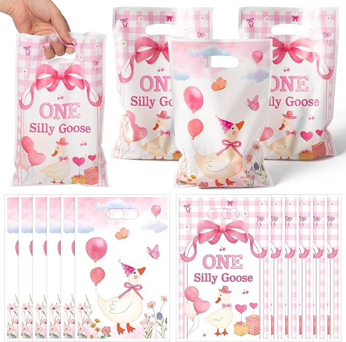 ANGOLIO One Silly Goose Party Favor Bags, Flowers Balloon Themed Party by ANGOLIO