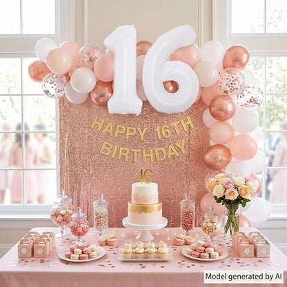 White Number 16 Balloon 40 Inch, Large Matte White Mylar Foil 16th Birthday - Image 7