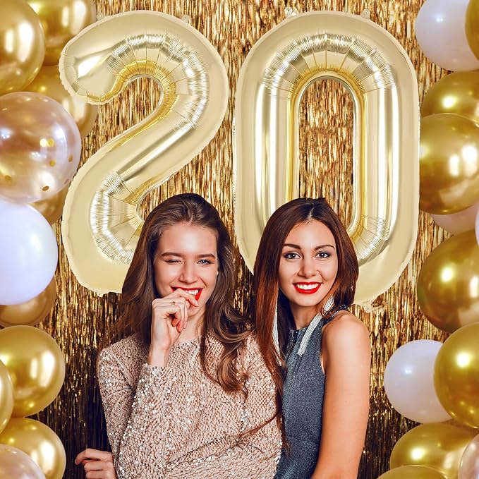 Champagne Gold Large Number 2 Balloon, 40 Inch Light Gold Foil Helium Number - Image 6
