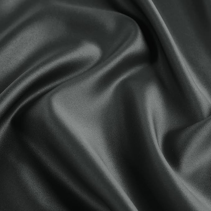 uxcell 2 Pack Silk Satin Pillowcase for Hair and Skin, Cool, Silky, Soft Breathable Pillow Cases Standard Size 20x26 Inch Sateen Pillowcase Black with Envelope Closure