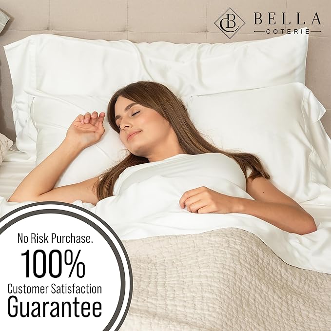 Bella Coterie | Luxury Bamboo Viscose King Size Pillowcase Set | 100% Organically Grown | Ultra Soft | Cooling | 2 Pcs [White]