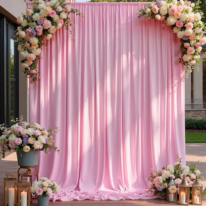 20×14 ft Pink Wrinkle Free Backdrop Curtain, Soft Silky Polyester Wedding - Image 9