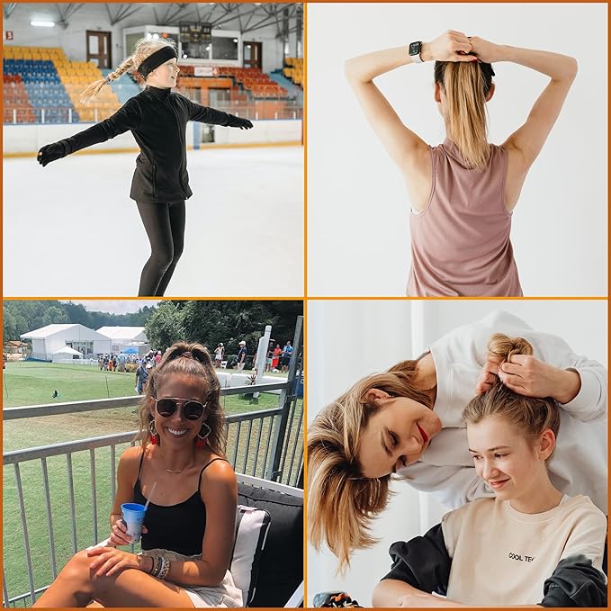 J.CARP 8Pcs Mixed color Hair Ties for Women Girls, Elastics Hair Bands Ponytail Holders, No Damage No Crease Hair Elastics, Perfect for Girls and Women with Thick or Curly Hair, Style 10