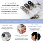 Spiral Hair Ties, 24 Pcs Hair Scrunchies for Women's Hair, Elegant Clear, Brown, Black Hair Ties No Damage Comfortable Non-Slip Elastic Hair Coils for Girls, Kids, and All Occasions