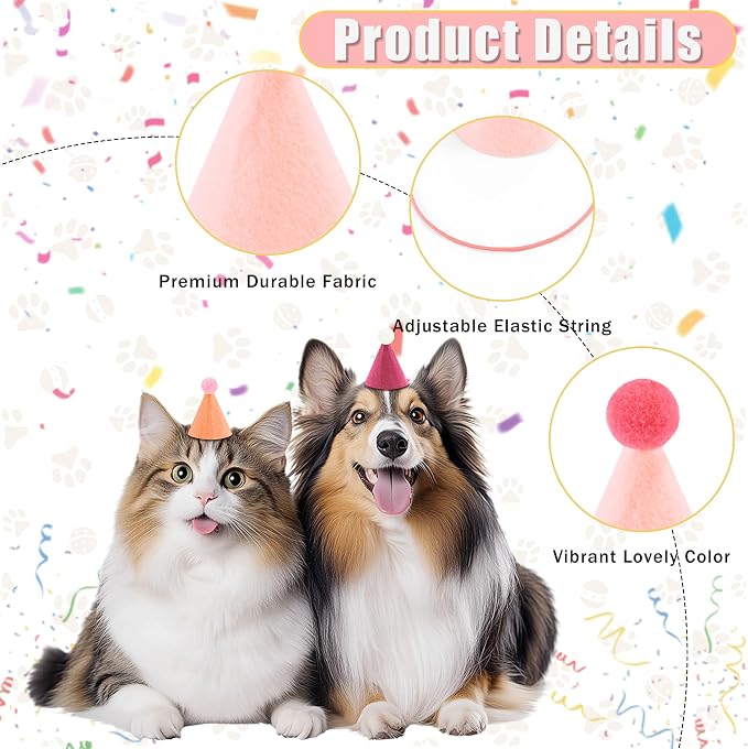 CANREVEL Mini Party Hats for Stuffed Animals Headwear, Birthday Hats - Image 4