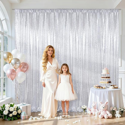 SquarePie 10x10ft Silver Sequin Backdrop, High Density Non-Transparent Glitter - Image 2