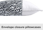 NTBAY 2 Pack Satin King Pillowcases for Hair and Skin, Luxurious and Silky Zebra Printed Pillow Cases with Envelope Closure, 20x36 Inches, Black and White