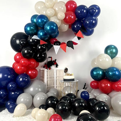 128 Pcs Red Blue Black Balloon Arch Kit, Latex Matte Balloons Different Sizes - Image 3