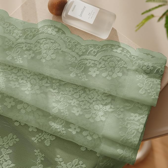 Anmao Vintage Lace Kitchen Curtains 36 Inches Long 2 Panels, Romantic Semi - Image 6