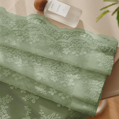 Anmao Vintage Sage Green Lace Curtains 108 Inches Long 2 Panels, Romantic Light - Image 8