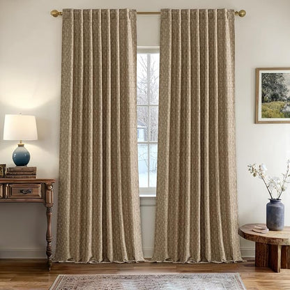 MIULEE Patterned Farmhouse Linen Curtains, Back Tab - Image 2