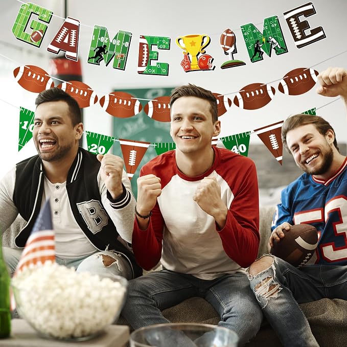 Game Time Football Banners Rugby Party Banner Sign Garlands Triangle Flags - Image 5