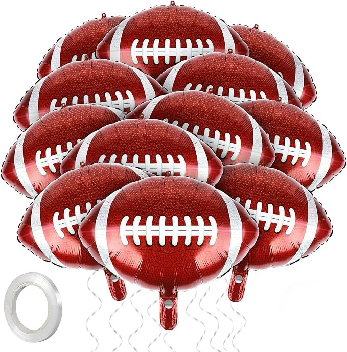 Fovths 12 Pieces Inflatable Football Balloons 18 Inches Footballs Foil Balloons by Fovths