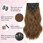 Clip in Hair Extensions for Women, 20 Inch Medium Brown Hair Extensions Clip Ins Wavy Curly, 8PCS Synthetic Clip in Extensions for Women, Invisible Lace Weft Hair Extension