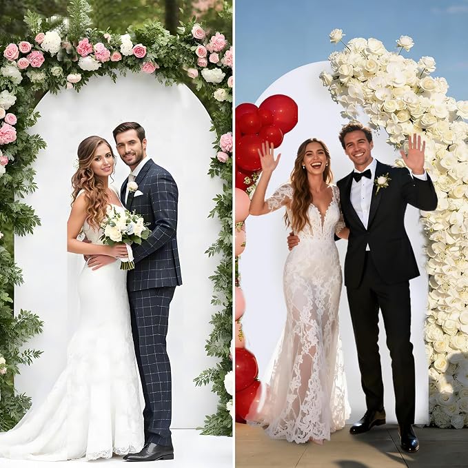 Metal Arch Backdrop Stand and Cover Set, 7.2FT Gold Wedding Backdrop Arch Frame - Image 7