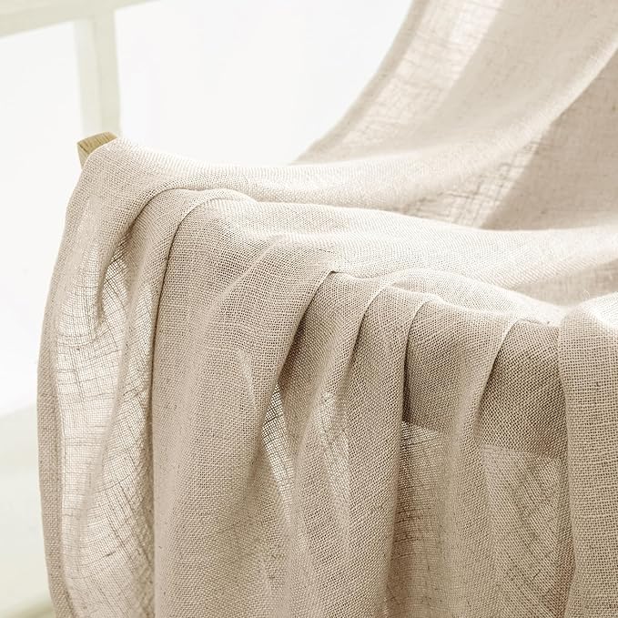 MIULEE Light Taupe Linen Curtains 52x84 Inch Length - Image 6