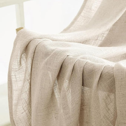 MIULEE Light Taupe Linen Curtains 52x63 Inch Length - Image 6