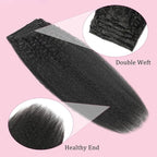 Kinky Straight Clip in Hair Extensions Human Hair Clip in Extensions 110g Clip Ins for Black Women 8Pcs/Pack Double Weft Full Head Natural Black Hair Extensions Human Hair（16Inch）